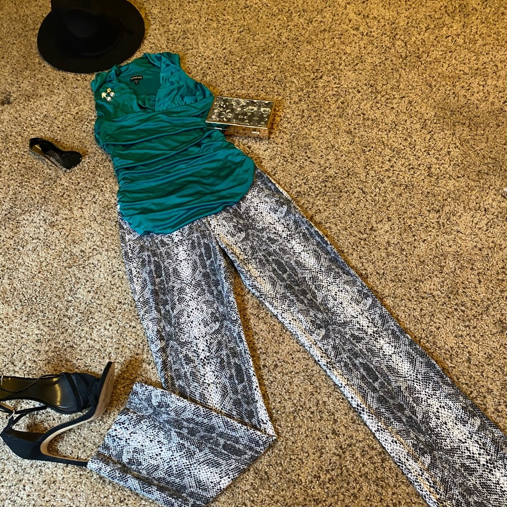 Vintage Snakeskin Print Straight Fit Pants Size 25